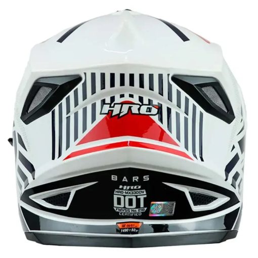 Casco Hro Mx330 Dv Bars Blanco Rojo - Image 3