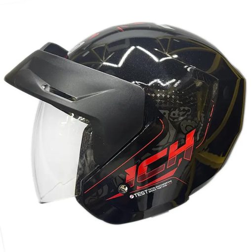 Casco Ich 101 Wind Lion Negro Brillo Rojo
