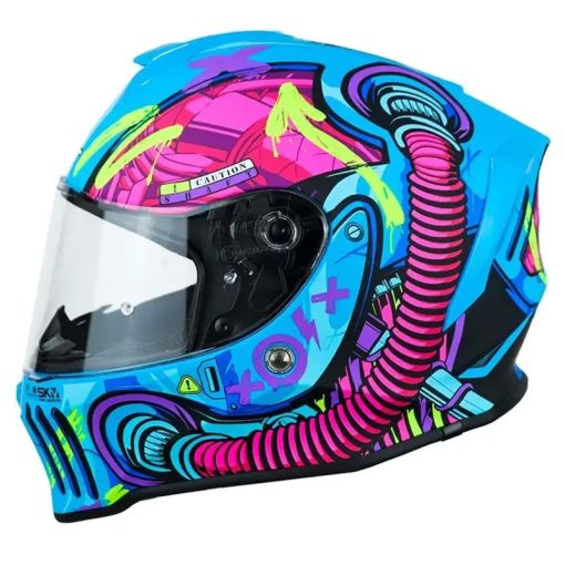 Casco Shaft 551 Deus Ex Machina Azul Fucsia