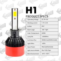 LUZ LED K2 H1 12V 11000LMS DC 2 - Punto Llantas 2