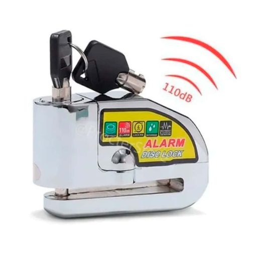 Candado Freno Disco Alarma Plateado