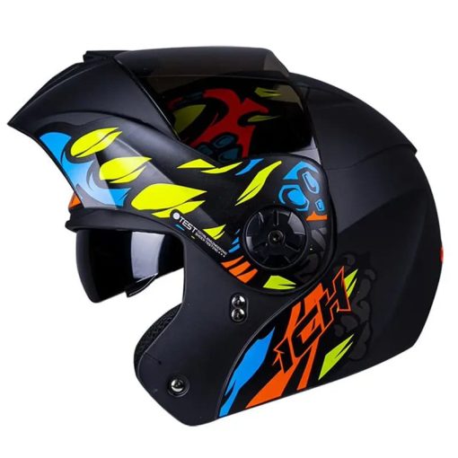 Casco Ich 3110 Guinz Negro Mate Naranja