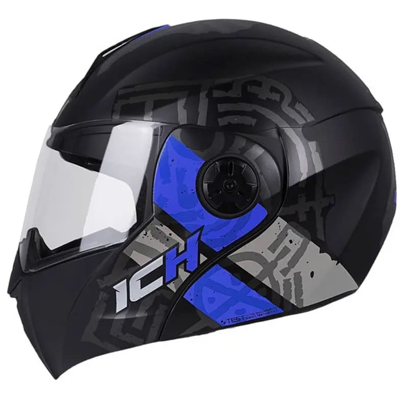 Casco Ich 3110 Runas Negro Brillo Azul Punto Llantas