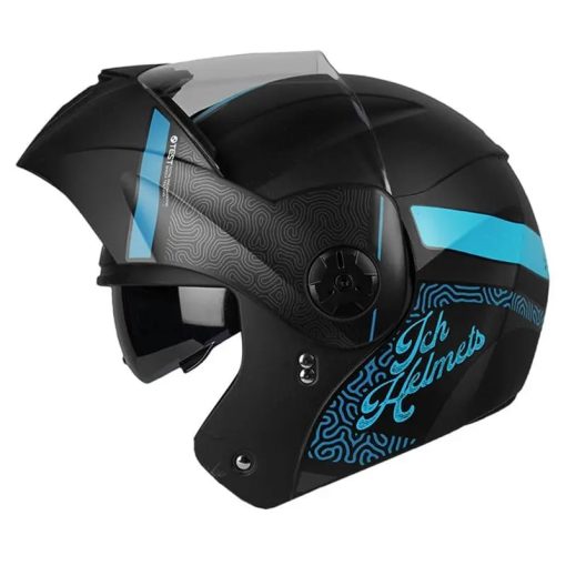 Casco Ich 3110 Texturer Negro Brillo Turquesa