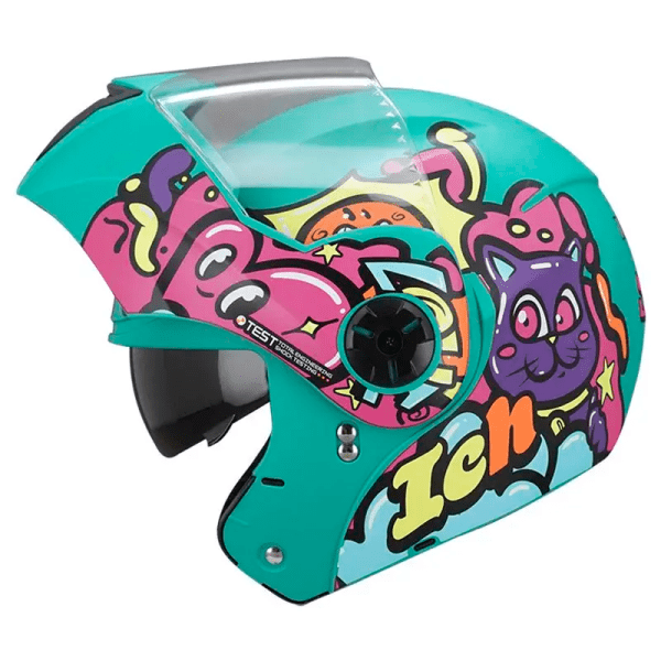 Casco Ich 3110S Kids Love Verde Menta Fucsia Brillante5 - Punto Llantas 1