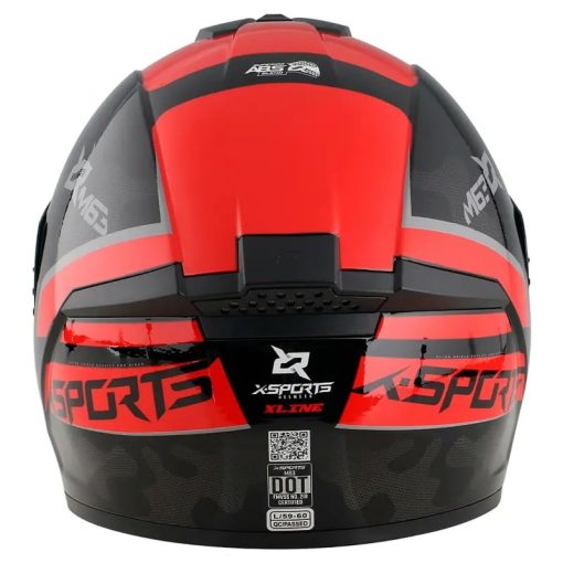 Casco X-Sports M63 Comander Negro Rojo Brillo - Image 3