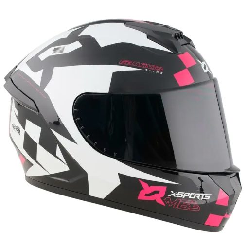 Casco X-Sports M63 Geminis Negro Rosa Brillo - Image 2