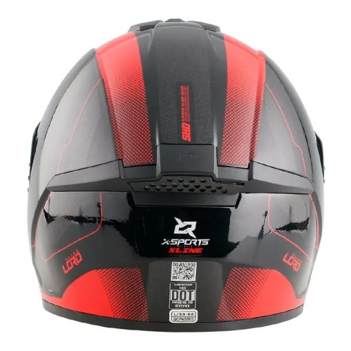Casco X-Sports M63 Lord Negro Rojo Brillo - Image 4