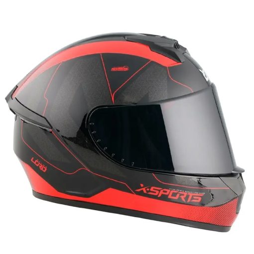 Casco X-Sports M63 Lord Negro Rojo Brillo - Image 2