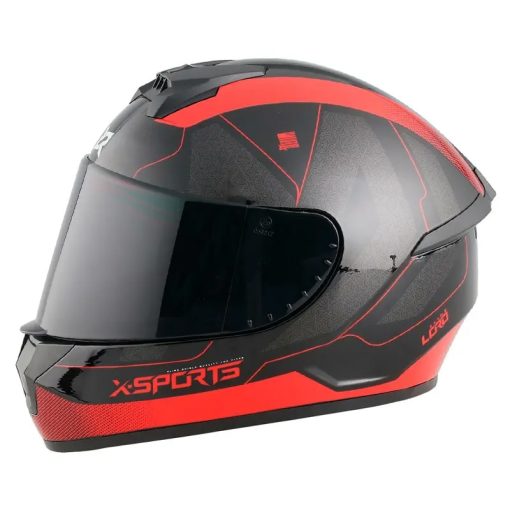 Casco X-Sports M63 Lord Negro Rojo Brillo