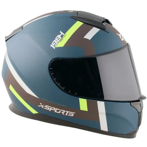 Casco X-Sports M66 Euro Azul Amarillo Mate - Image 2