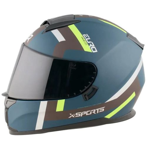 Casco X-Sports M66 Euro Azul Amarillo Mate