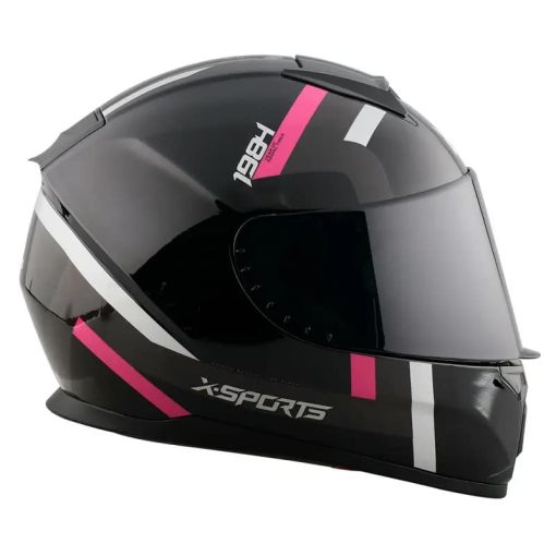 Casco X-Sports M66 Euro Negro Rosa Brillo - Image 2