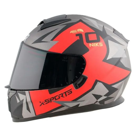 Casco X-Sports M66 Ioniks Gris Rojo Brillo