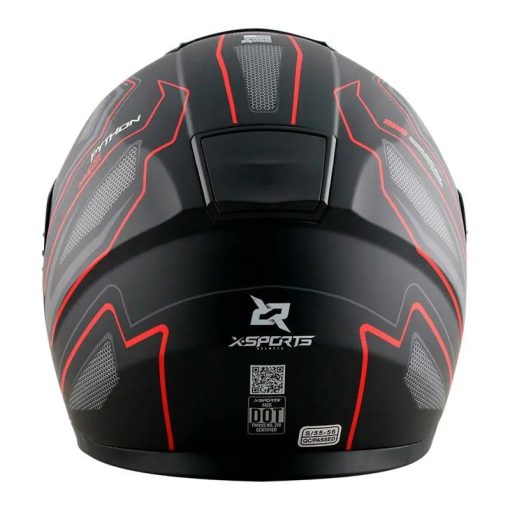 Casco X-Sports M66 Python Negro Rojo Brillo - Image 3