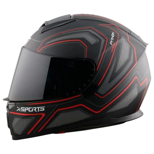 Casco X-Sports M66 Python Negro Rojo Brillo