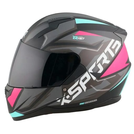 Casco X-Sports M67 Courxe Negro Rosado Mate