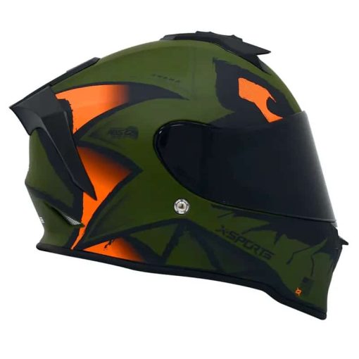 Casco X-Sports V151 Armok Verde Naranja Mate - Image 3