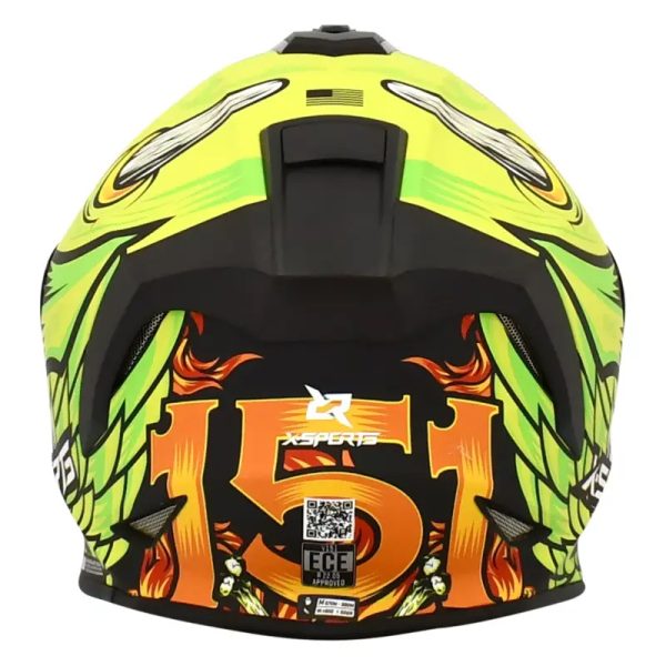 Casco X Sports V151 Evil Verde Naranja Mate11 Copia - Punto Llantas 3