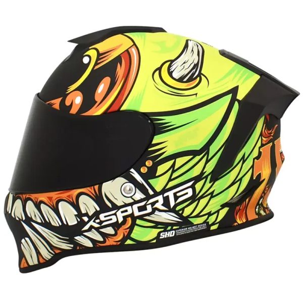 Casco X Sports V151 Evil Verde Naranja Mate41 Copia - Punto Llantas 1