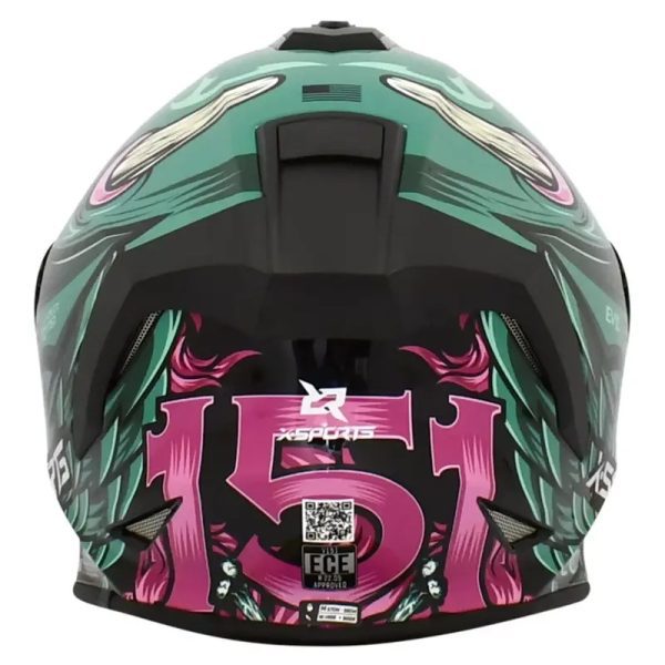 Casco X Sports V151 Evil Verde Rosa Brillo11 Copia - Punto Llantas 3