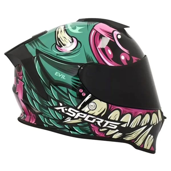 Casco X Sports V151 Evil Verde Rosa Brillo21 Copia - Punto Llantas 2