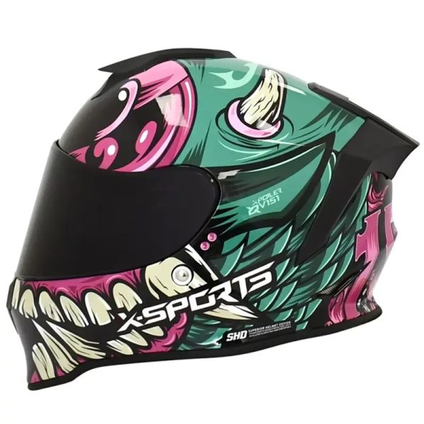 Casco X Sports V151 Evil Verde Rosa Brillo41 Copia - Punto Llantas 1