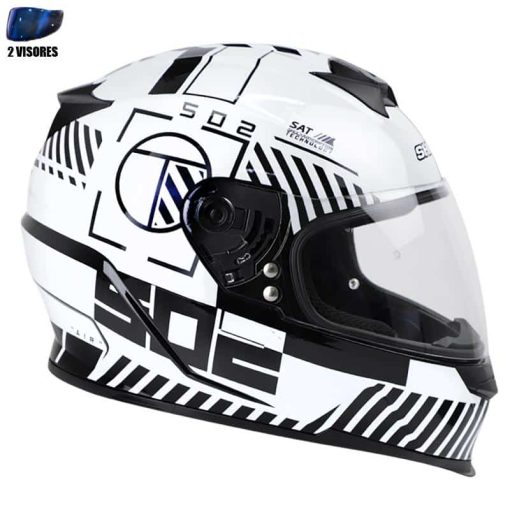 Casco Shaft 502 + Obsequio Crossline Negro Brillo Blanco - Image 2