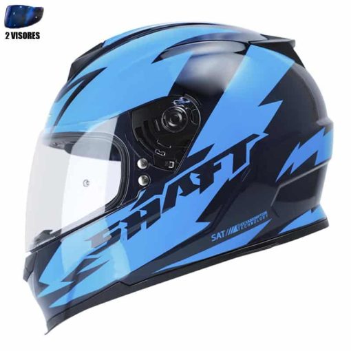 Casco Shaft 502 + Obsequio Thunderforce Azul Navy Brillo Azul