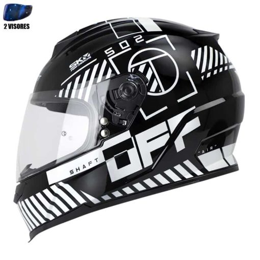 Casco Shaft 502 + Obsequio Crossline Negro Brillo Blanco