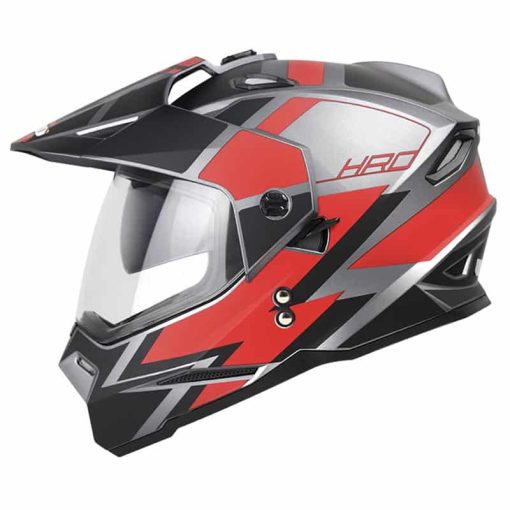 Casco Hro Mx330 Dv Light Gris Mate Rojo