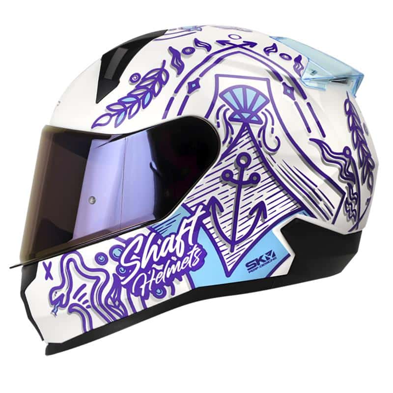 Casco Shaft 560 Marine Blanco Azul Brillante Punto Llantas