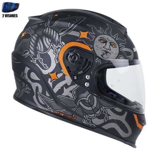 Casco Shaft 502 + Obsequio Blackwork Negro Mate Naranja - Image 2