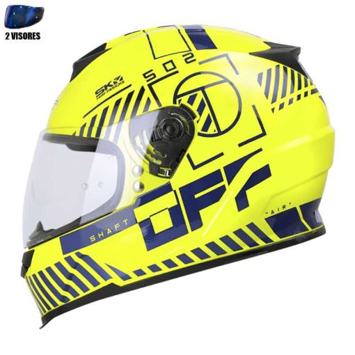 Casco Shaft 502 + Obsequio Crossline Amarillo Brillo Azul Navy