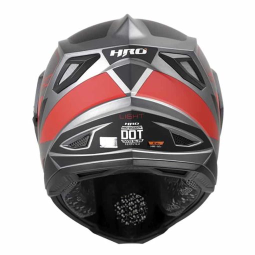 Casco Hro Mx330 Dv Light Gris Mate Rojo - Image 4