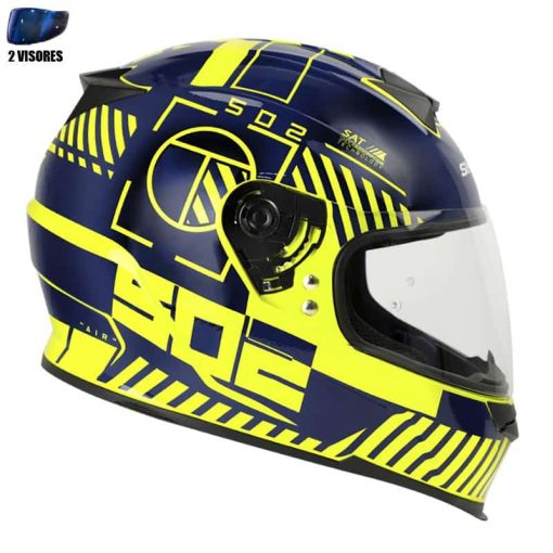 Casco Shaft 502 + Obsequio Crossline Amarillo Brillo Azul Navy - Image 3