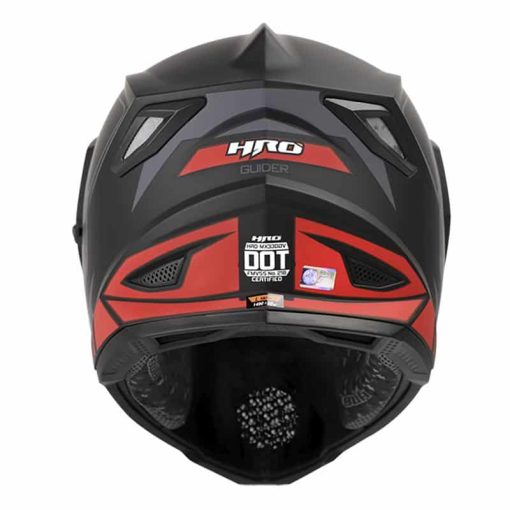 Casco Hro Mx330 Dv Guider Negro Mate Rojo - Image 3