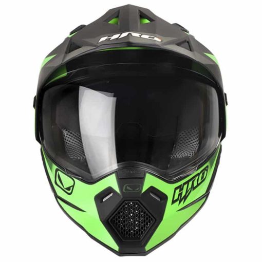 Casco Hro Mx330 Dv Guider Negro Mate Verde - Image 3