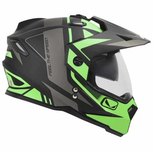 Casco Hro Mx330 Dv Guider Negro Mate Verde - Image 2