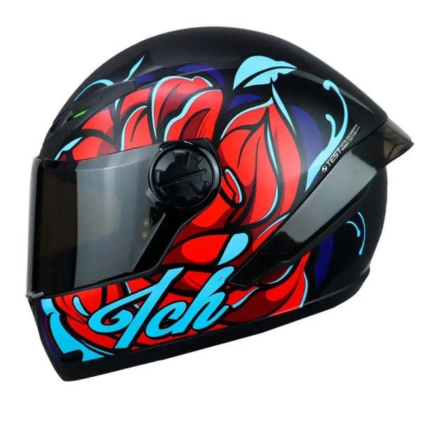 Casco Ich 501Sp Bloom Negro Mate Azul1 - Punto Llantas 1
