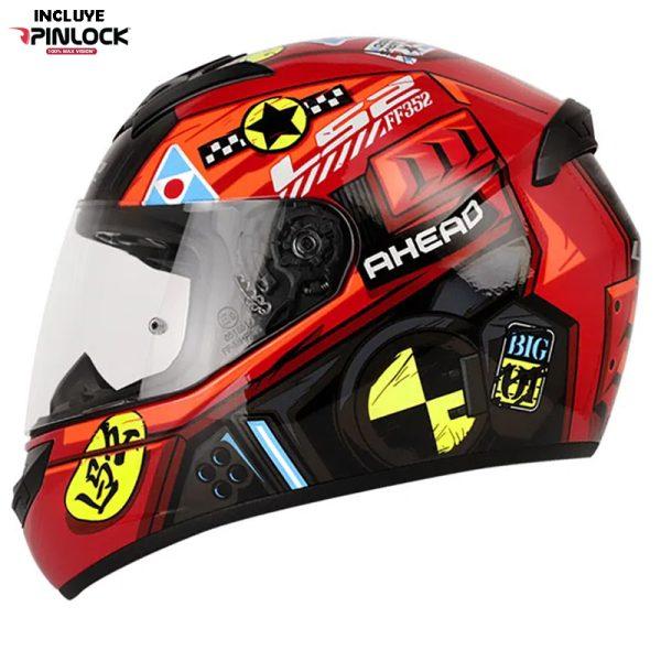 Casco Ls2 352 Big One Rojo Brillante Amarillo1 - Punto Llantas 1