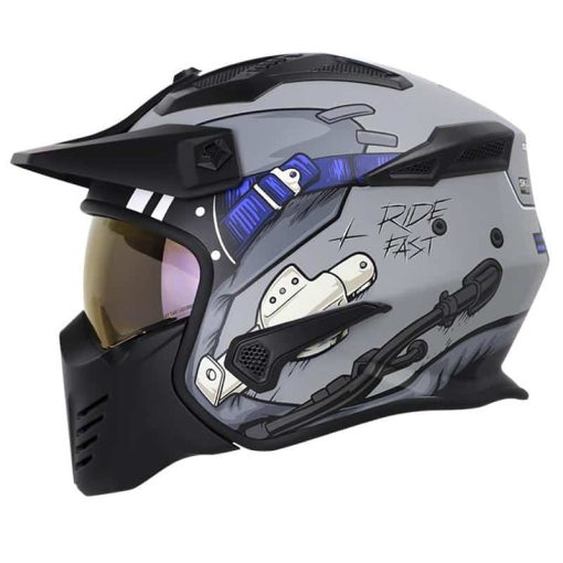Casco Shaft 225 Pilot Fighter Gris Mate Azul Navy