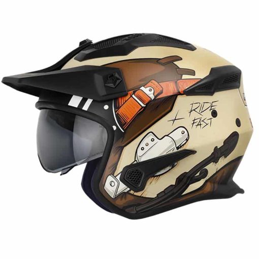Casco Shaft 225 Pilot Fighter Cafe Mate Naranja - Image 2