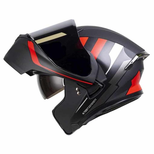 Casco Ich 3120Dv Knock Negro Brillo Rojo