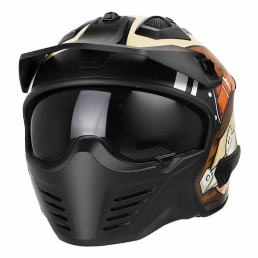 Casco Shaft 225 Pilot Fighter Cafe Mate Naranja - Image 3