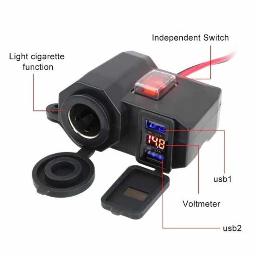 Cargador Usb Con Voltimetro Y Encendedor