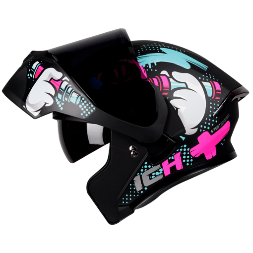 Casco Ich 3120Dv Tagger Negro Mate Fucsia