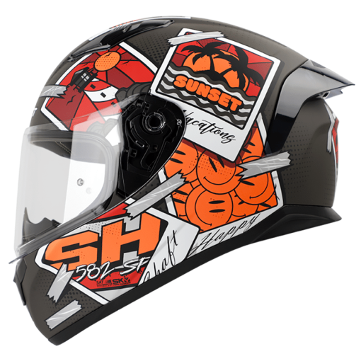 Casco Shaft 582Sp Pictures Gris Mate Naranja
