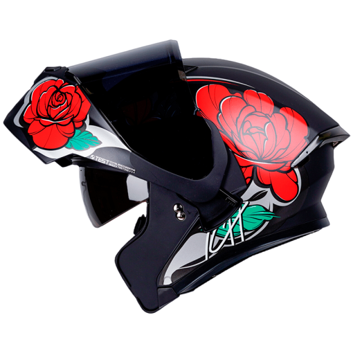Casco Ich 3120Dv Flowrish Negro Mate Rojo