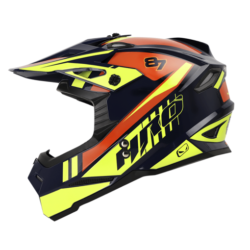 Casco Hro Mx03 Process Azul Brillo Amarillo